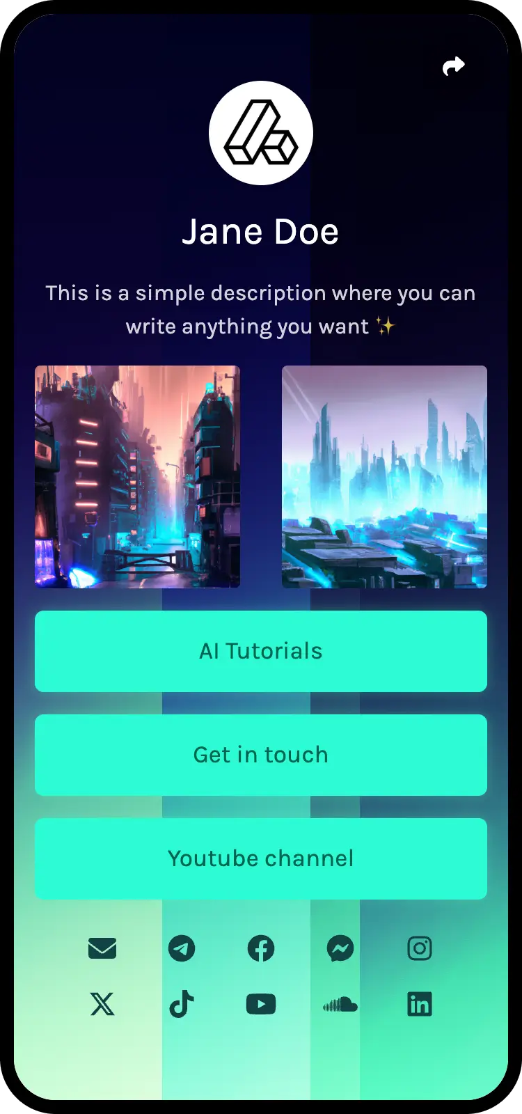 生物链接页面示例的截图